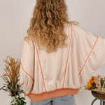 Free Bird Boho Knit Top with cream knit and gingham American flag appliqué — Paper Doll
