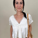 Shine Bright Floral Lace Detail Blouse - PAPER DOLL