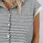 Leona Striped Sweater Vest Cardigan - PAPER DOLL