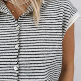 Leona Striped Sweater Vest Cardigan - PAPER DOLL