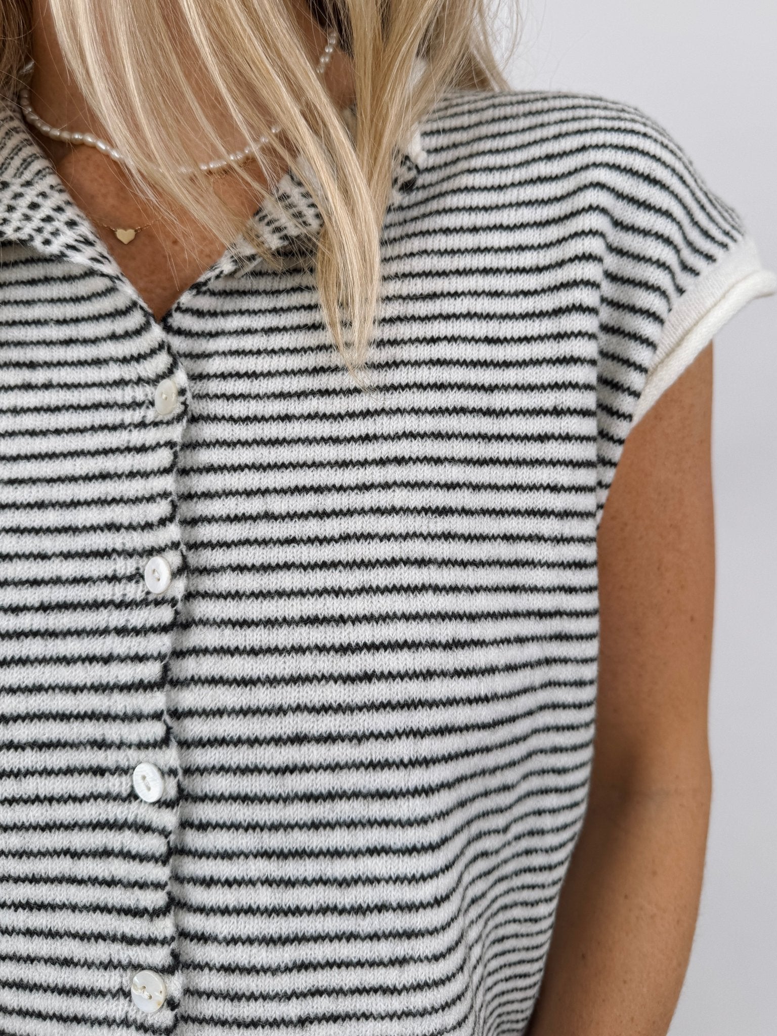 Leona Striped Sweater Vest Cardigan - PAPER DOLL