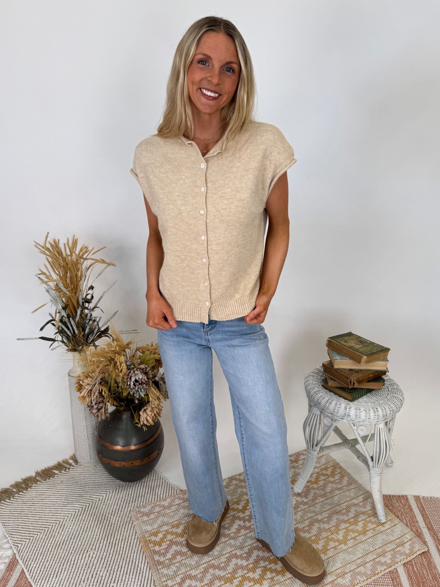 Woven Moments Sweater Vest Cardigan - PAPER DOLL