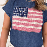 Americana Mixed Fabric Flag Top - PAPER DOLL