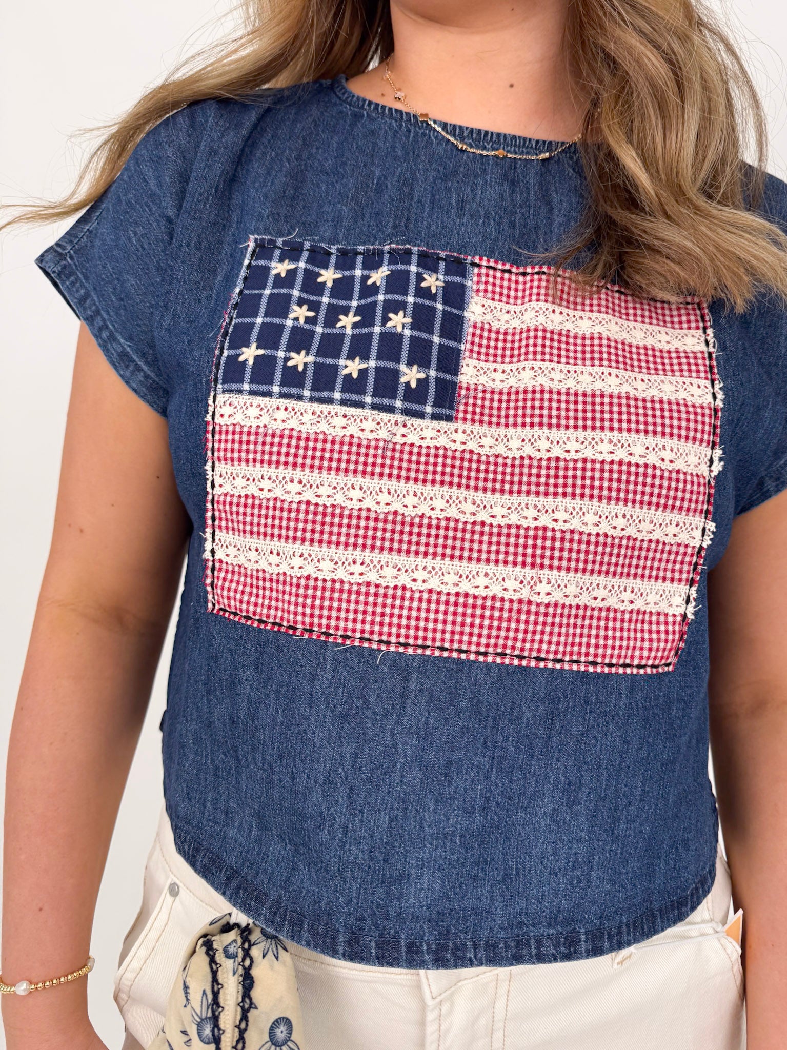 Americana Mixed Fabric Flag Top - PAPER DOLL