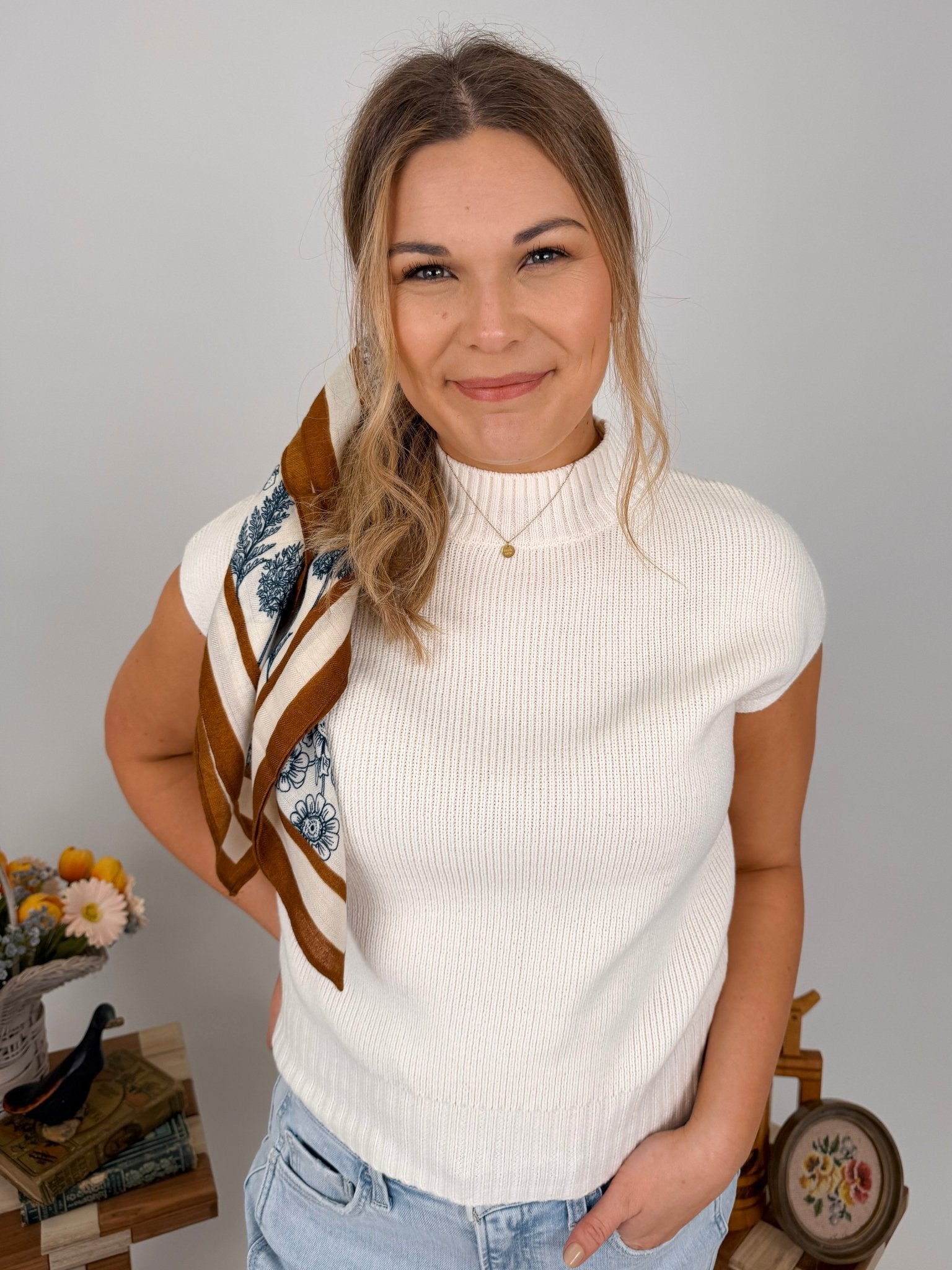 By Surprise Mock Neck Knit Top - PAPER DOLL