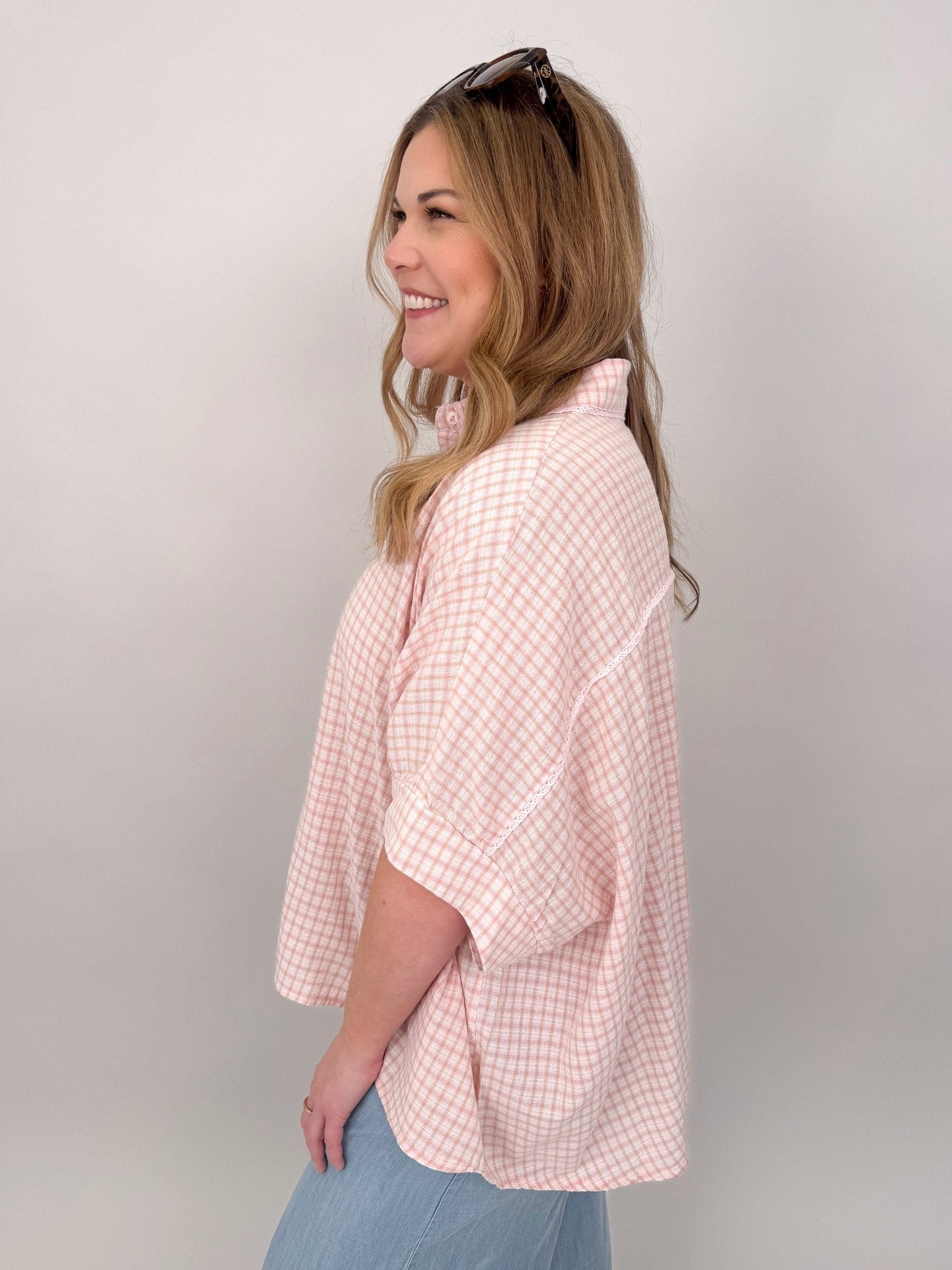 Minding My Business Linen Button Up - PAPER DOLL