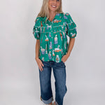 Puppies & Swans Button Up Top - PAPER DOLL