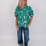 Puppies & Swans Button Up Top - PAPER DOLL