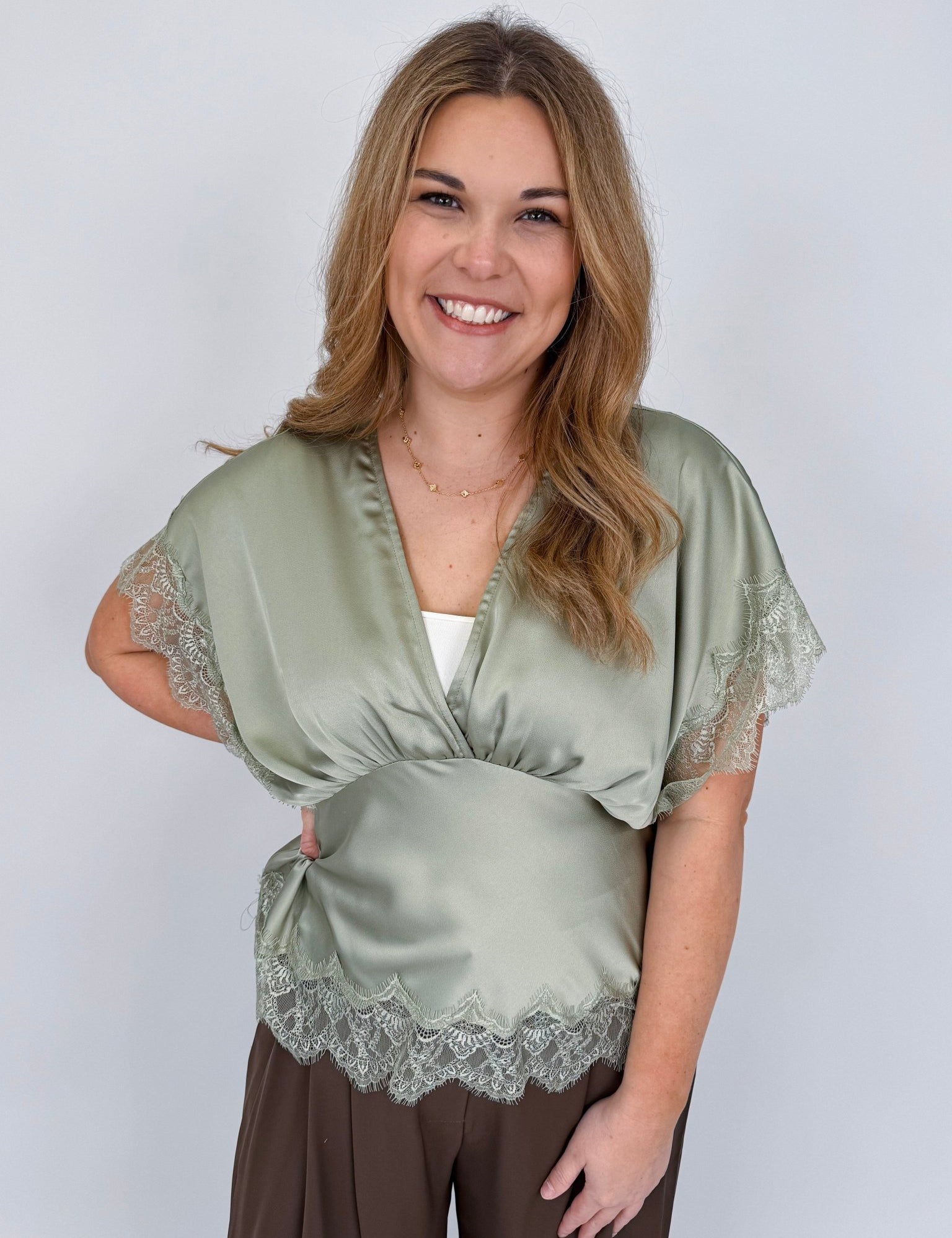 Touch Of Grace V - Neck Blouse - PAPER DOLL