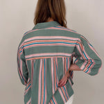 Wren Striped Front Button Top - PAPER DOLL
