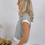Leona Striped Sweater Vest Cardigan - PAPER DOLL