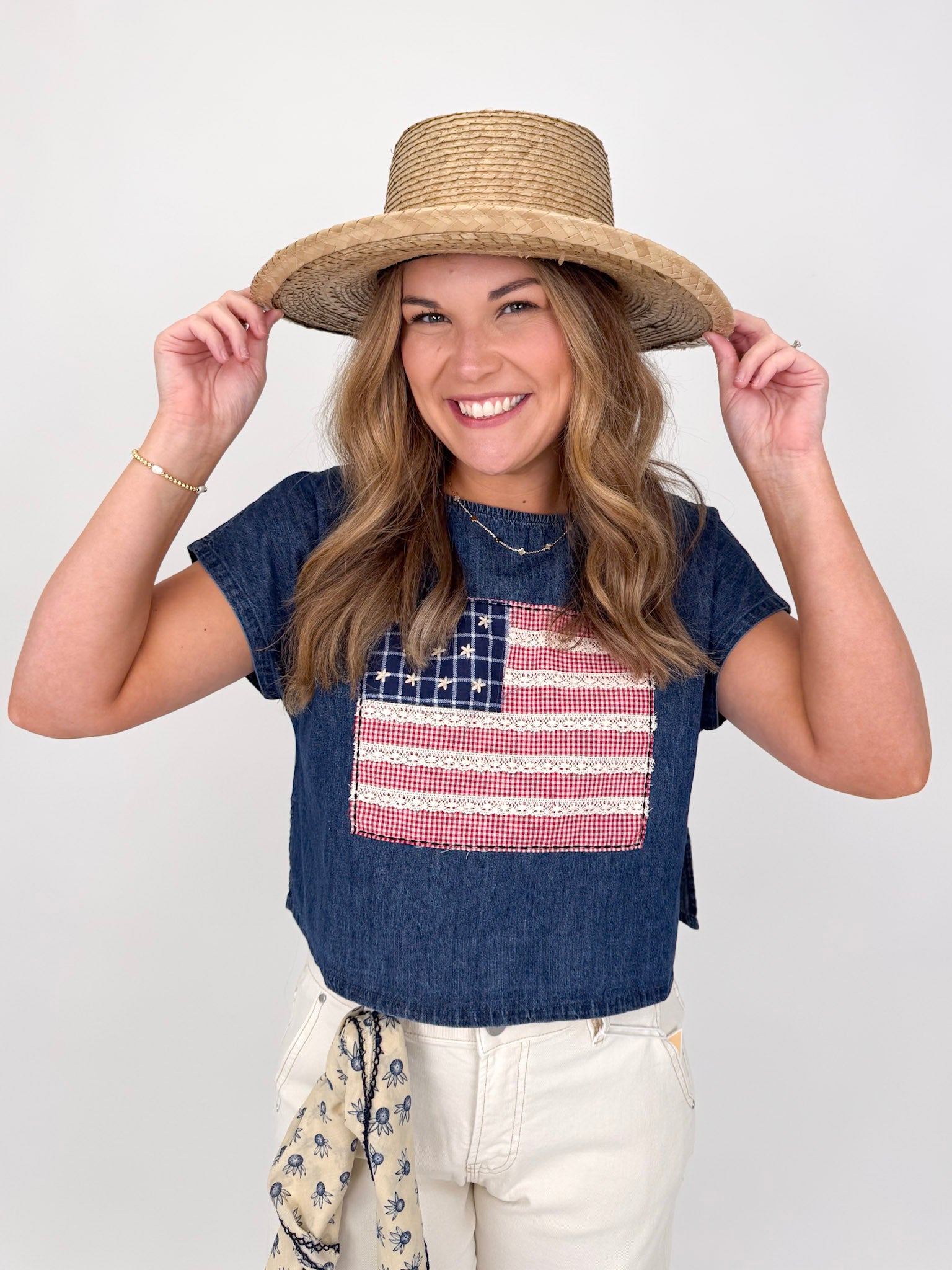 Americana Mixed Fabric Flag Top - PAPER DOLL