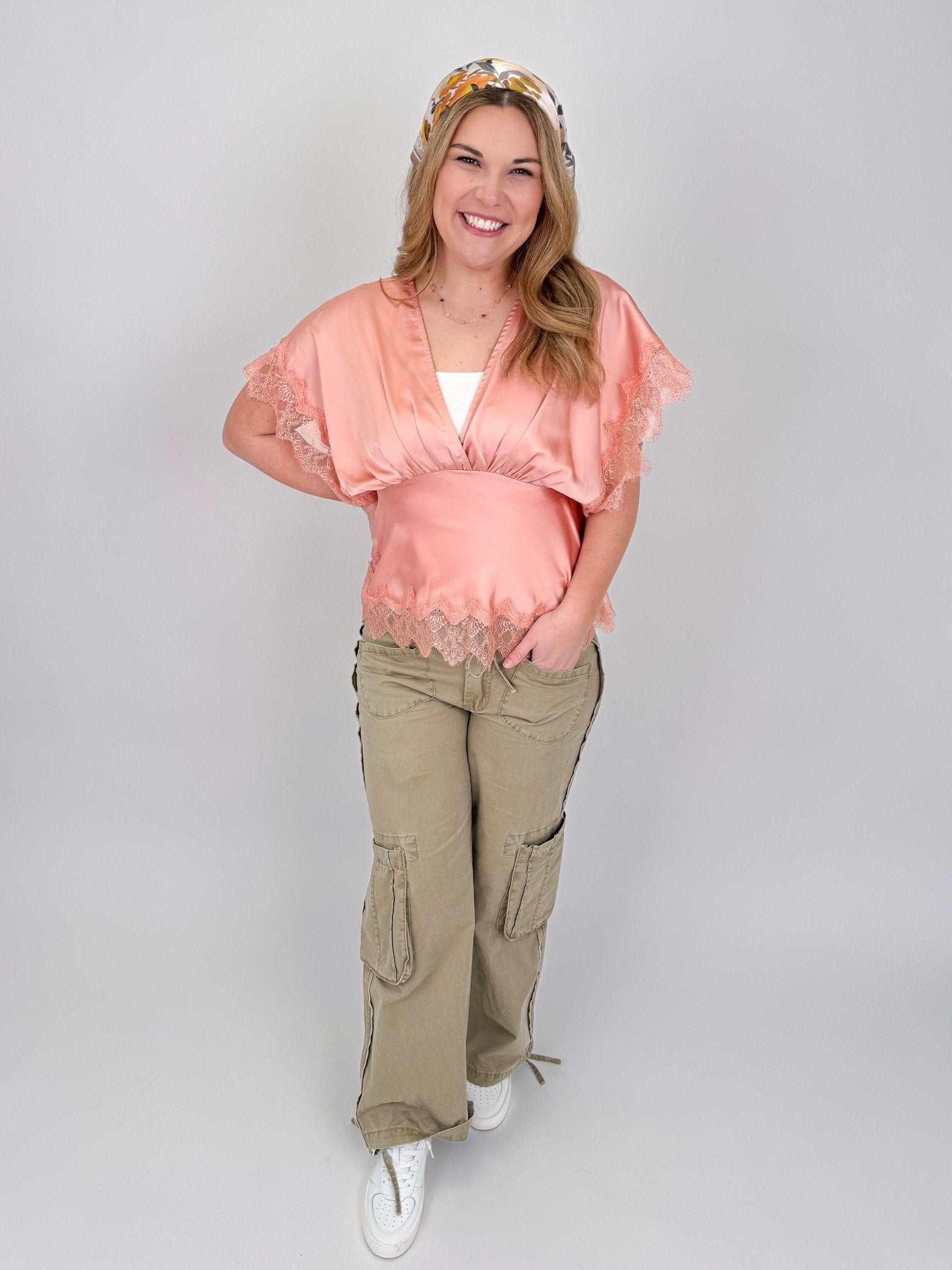 Touch Of Grace V - Neck Blouse - PAPER DOLL
