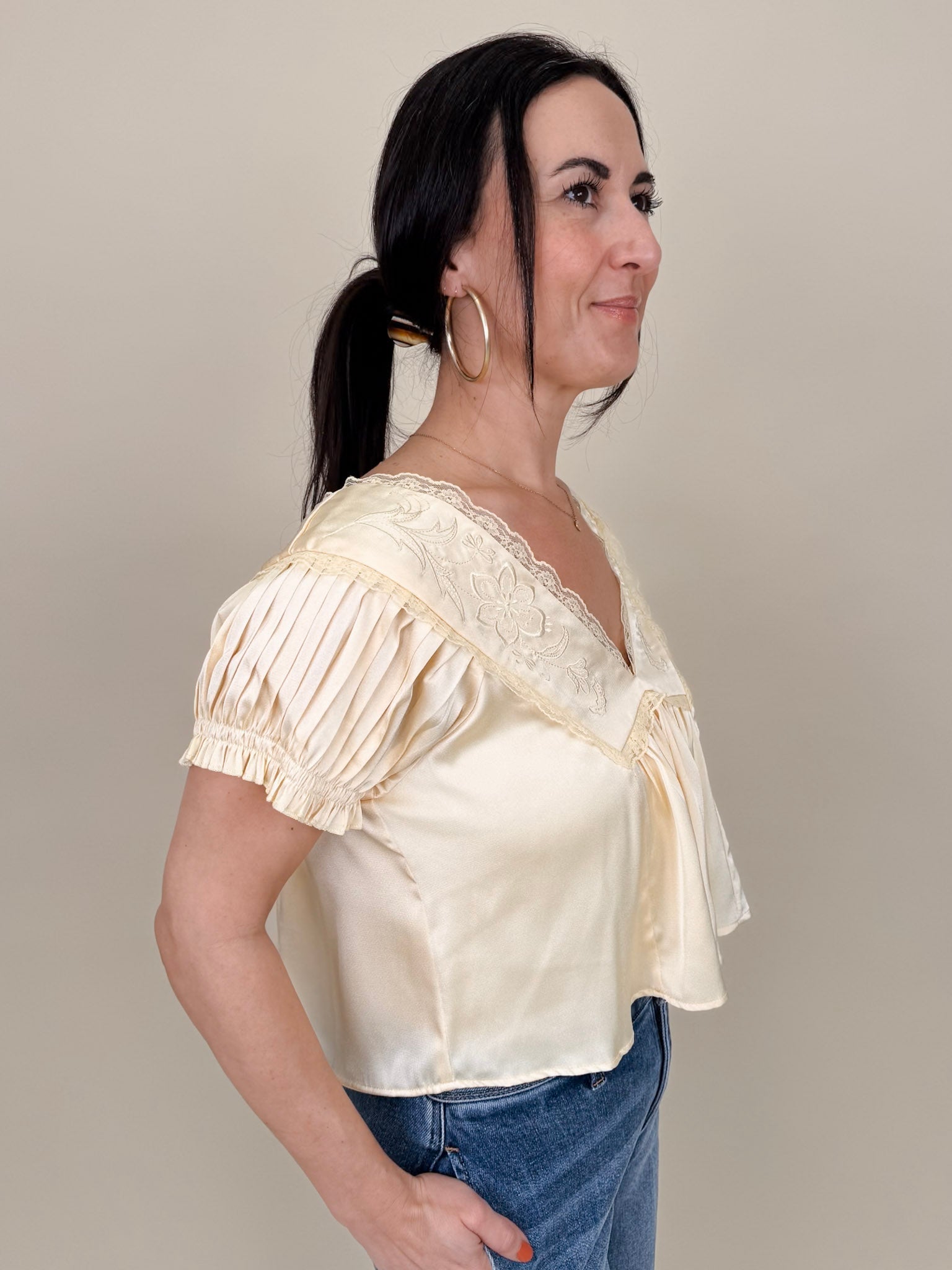 Shine Bright Floral Lace Detail Blouse - PAPER DOLL
