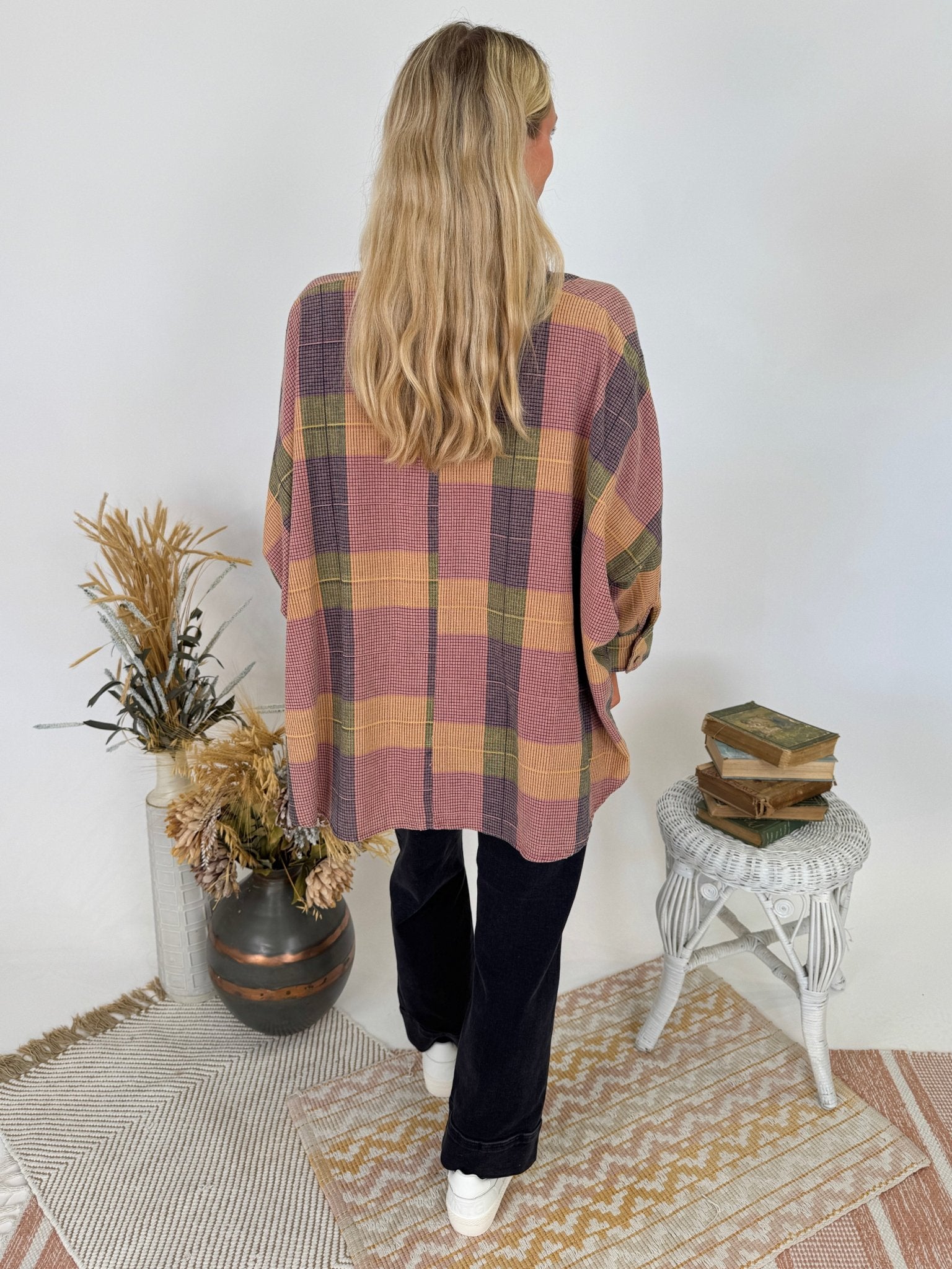 Just Saying Plaid Button Up Top - PAPER DOLL