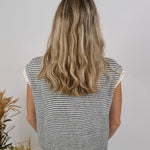 Leona Striped Sweater Vest Cardigan - PAPER DOLL