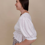 Clover Smocked Puff Sleeve Blouse - PAPER DOLL