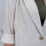 Lena Striped Soft Linen Blazer - PAPER DOLL