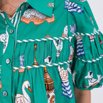 Puppies & Swans Button Up Top - PAPER DOLL