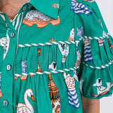 Puppies & Swans Button Up Top - PAPER DOLL
