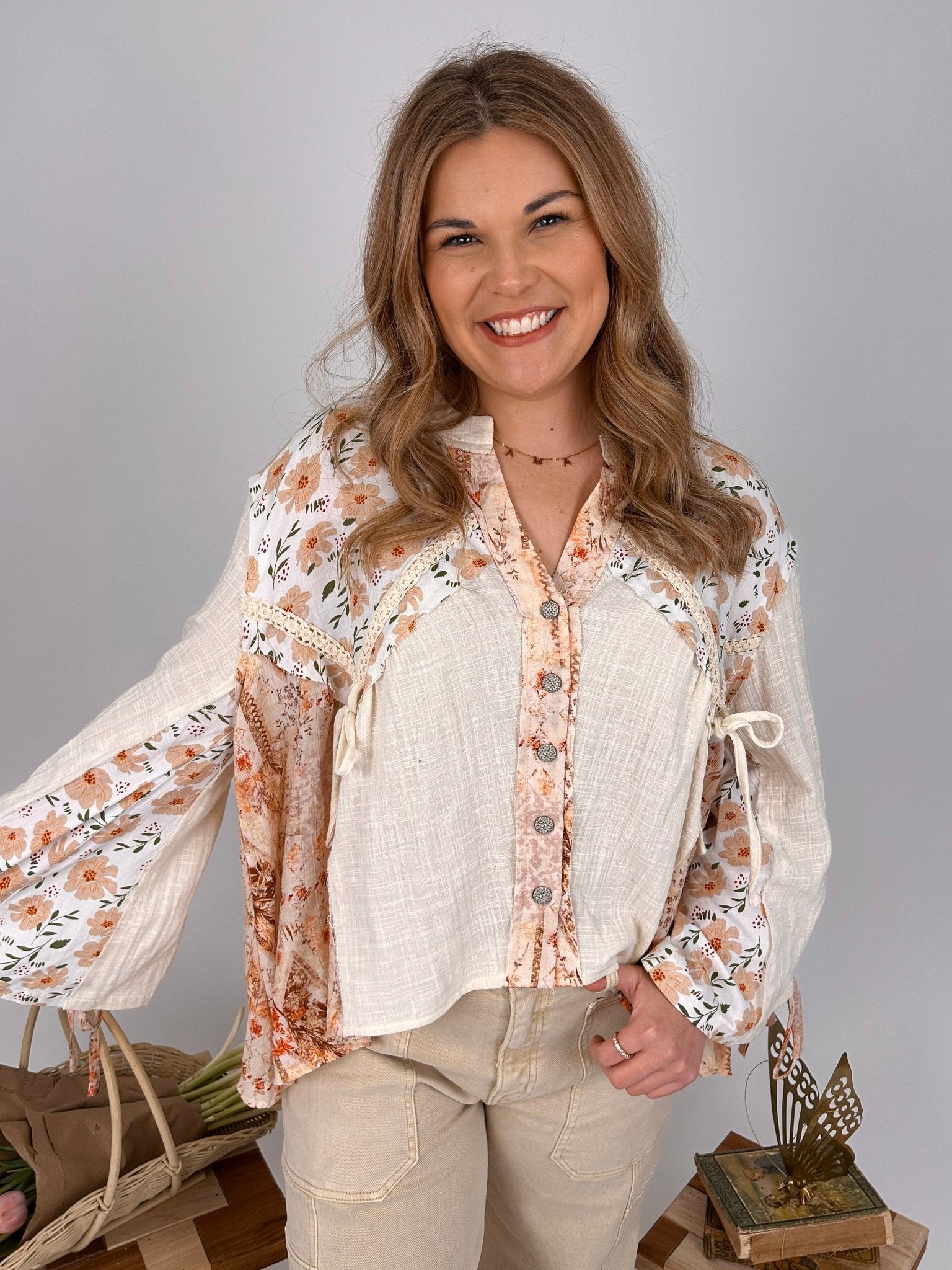 Sweet As Honey Floral Button Blouse - PAPER DOLL