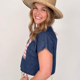 Americana Mixed Fabric Flag Top - PAPER DOLL