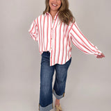 Carmen Striped Button Up Top - PAPER DOLL