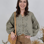 Dreaming Denim Floral Button Top - PAPER DOLL