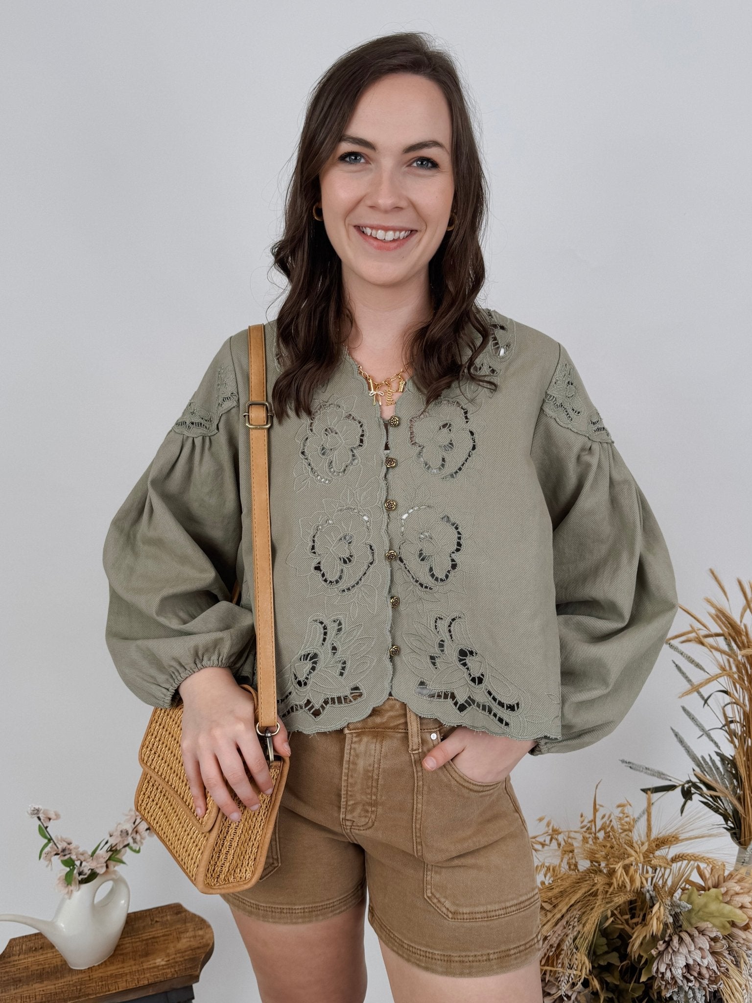 Dreaming Denim Floral Button Top - PAPER DOLL