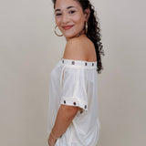 Just A Dream Metal Circle Trim Top - PAPER DOLL