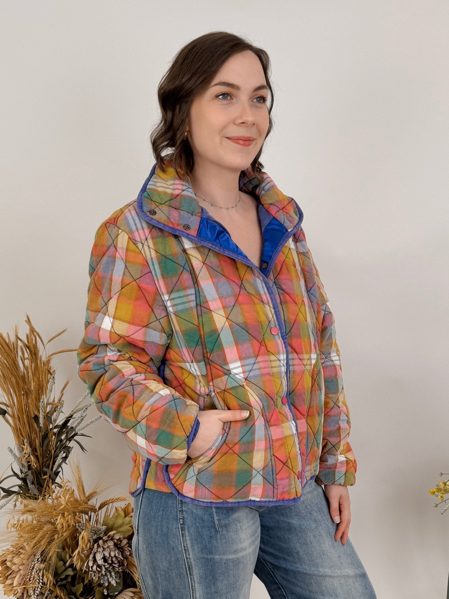 Drawn To It Vintage Plaid Jacket - PAPER DOLL