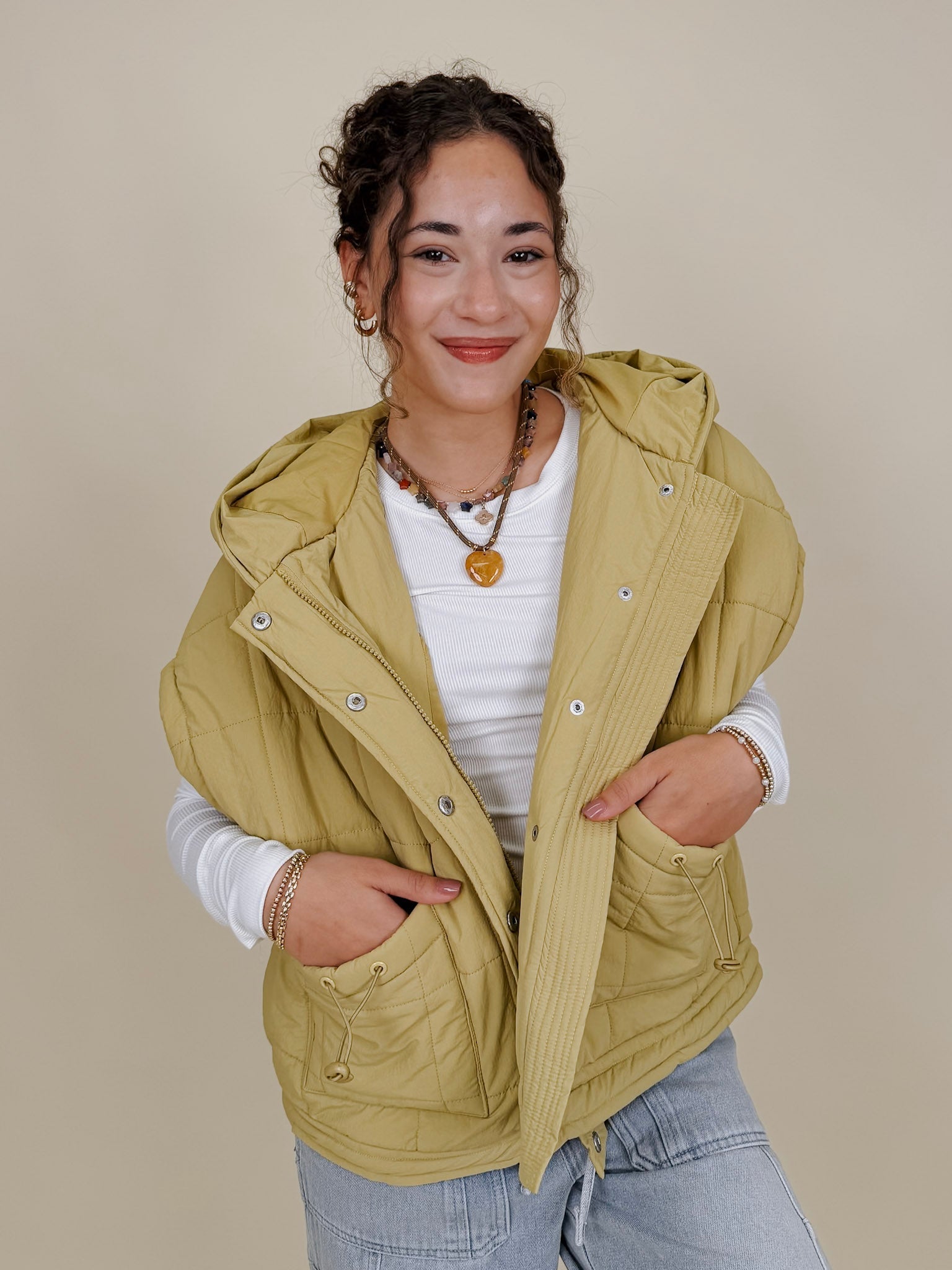 Matcha Latte Puffer Vest - PAPER DOLL