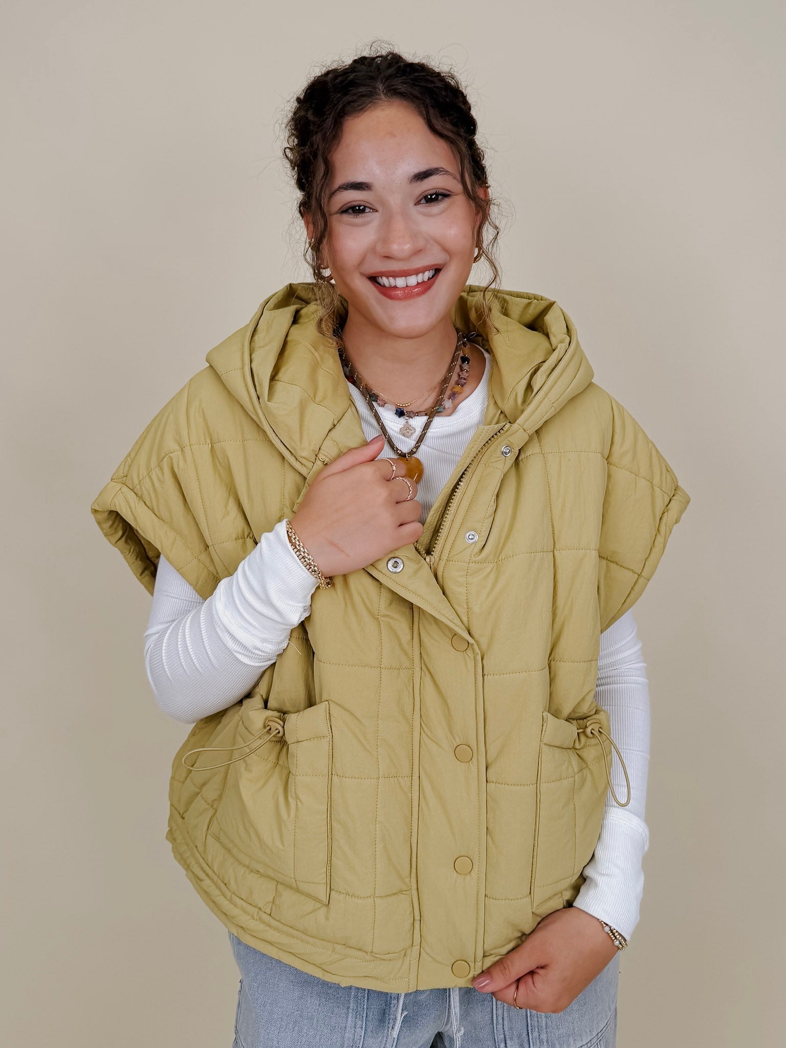Matcha Latte Puffer Vest - PAPER DOLL