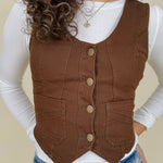 Walnut Button Up Vest - PAPER DOLL