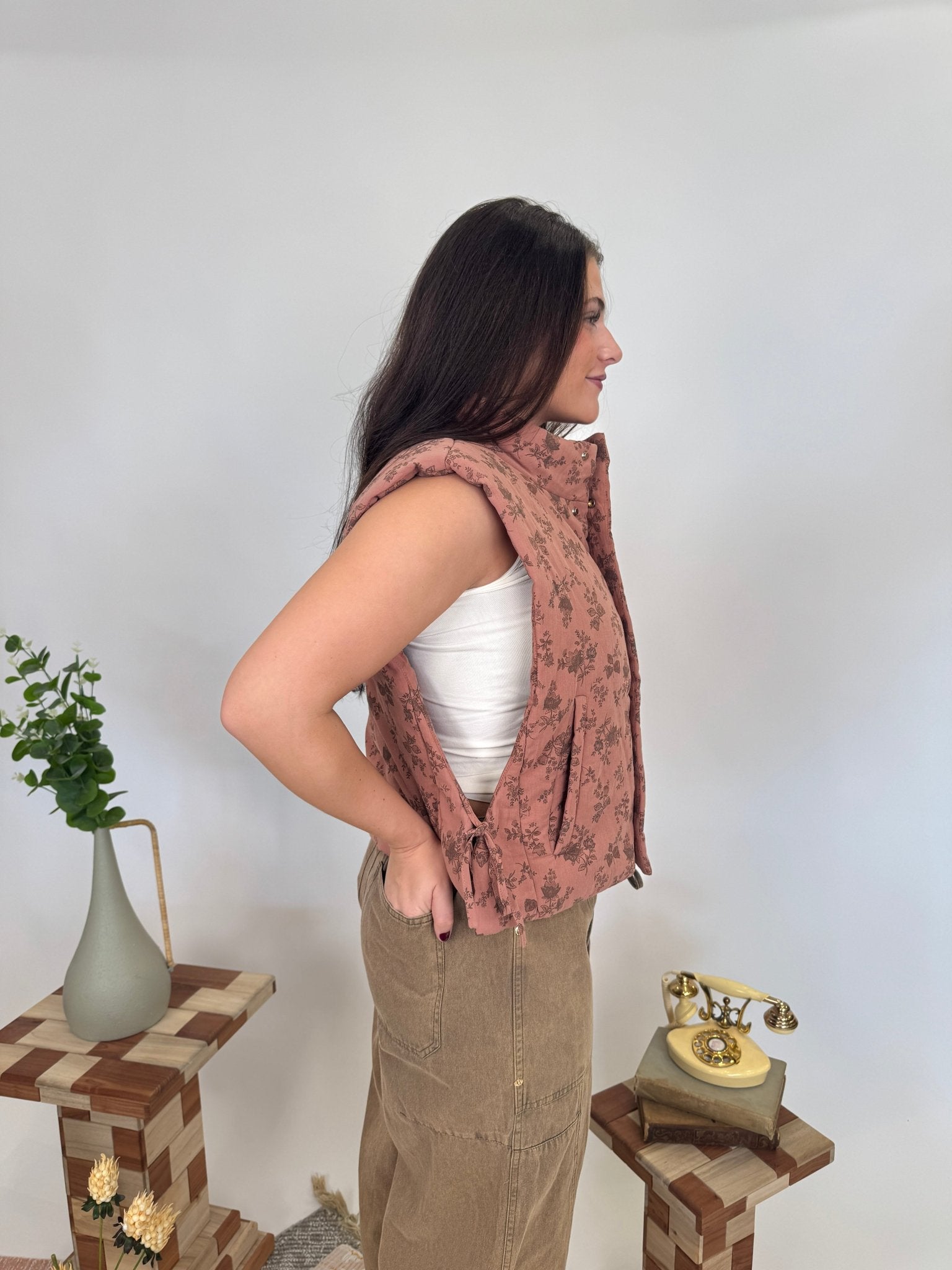 Counting Blessings Floral Padded Vest - PAPER DOLL