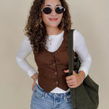 Walnut Button Up Vest - PAPER DOLL