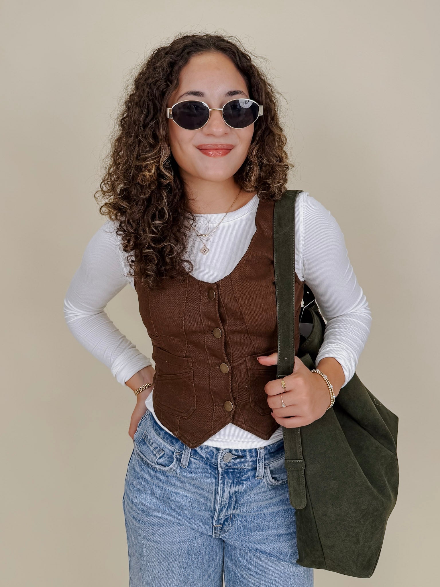 Walnut Button Up Vest - PAPER DOLL