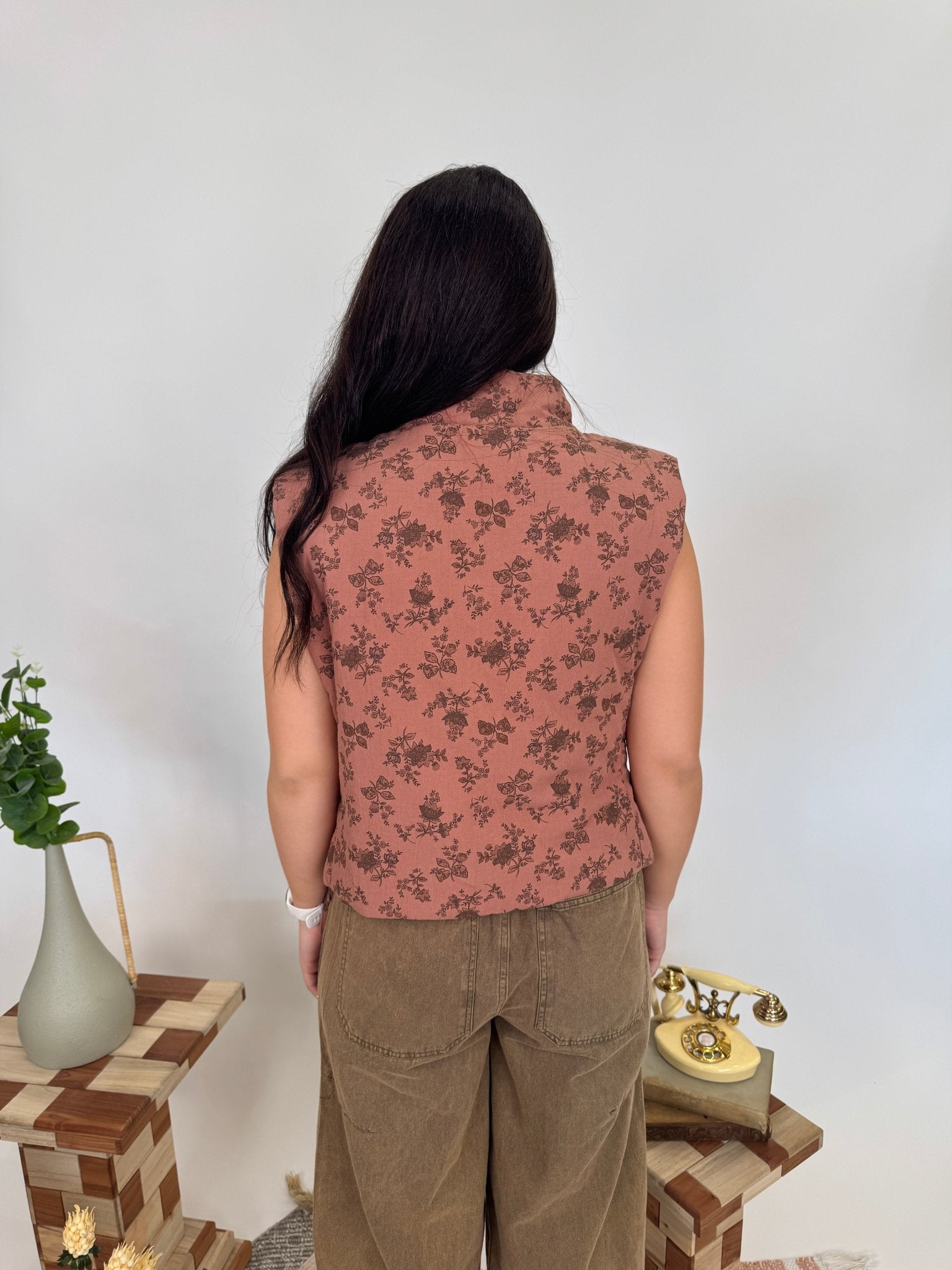 Counting Blessings Floral Padded Vest - PAPER DOLL