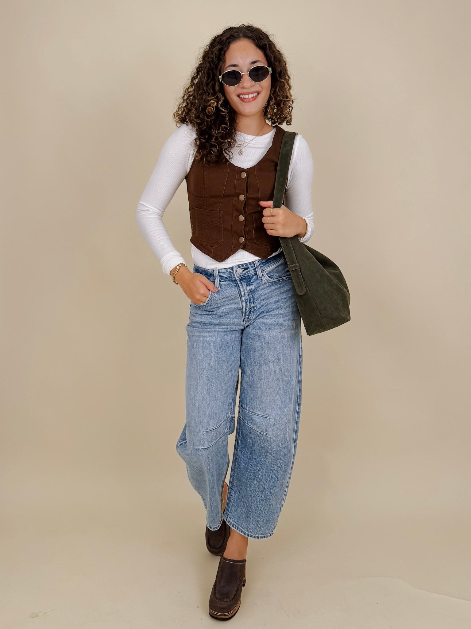 Walnut Button Up Vest - PAPER DOLL