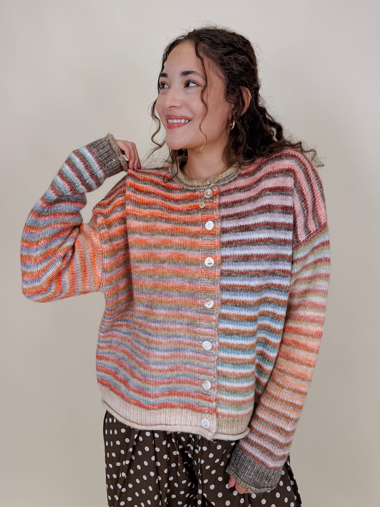 Poppy Rainbow Stripe Cardigan - PAPER DOLL