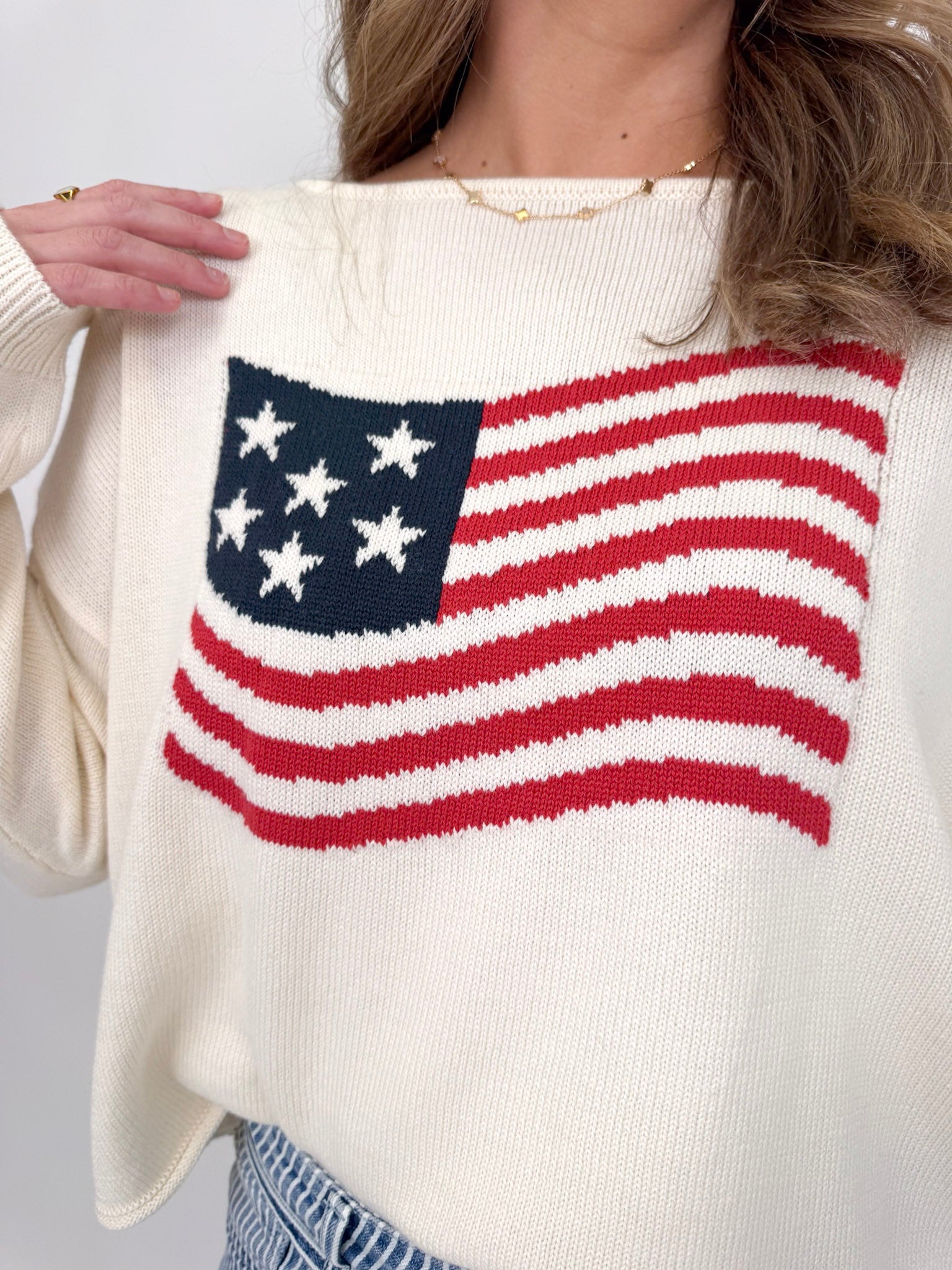 American Flag Graphic Sweater - PAPER DOLL