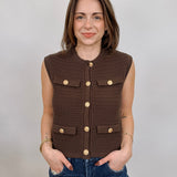 Shelby Front Button Knit Top - PAPER DOLL