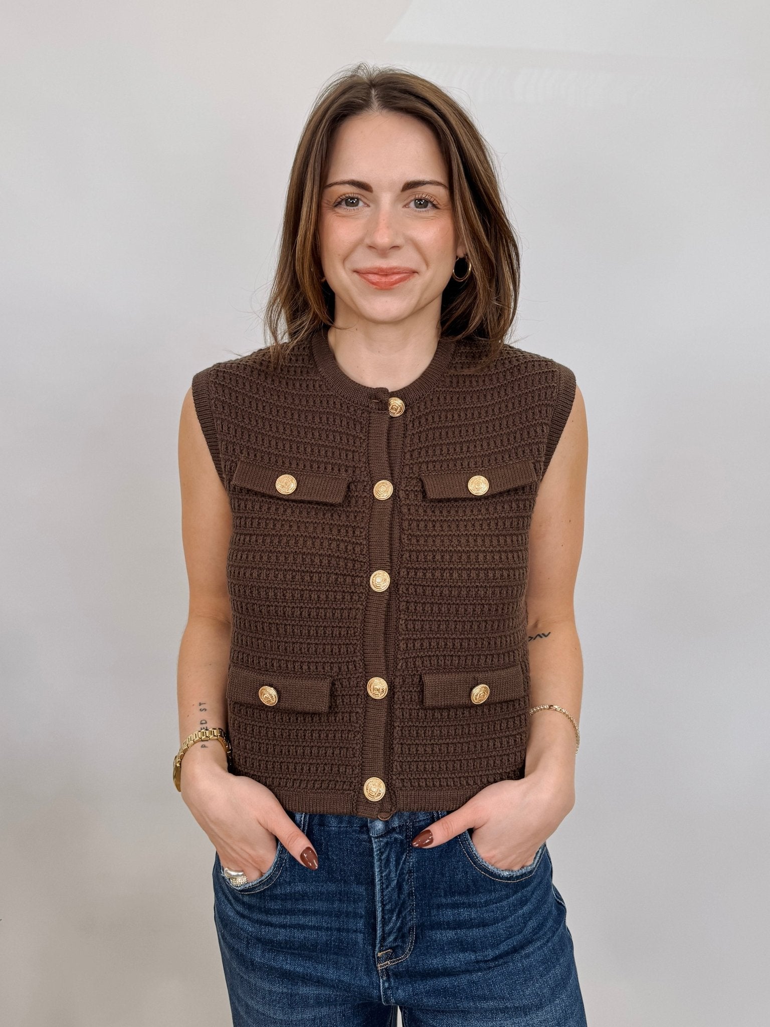 Shelby Front Button Knit Top - PAPER DOLL