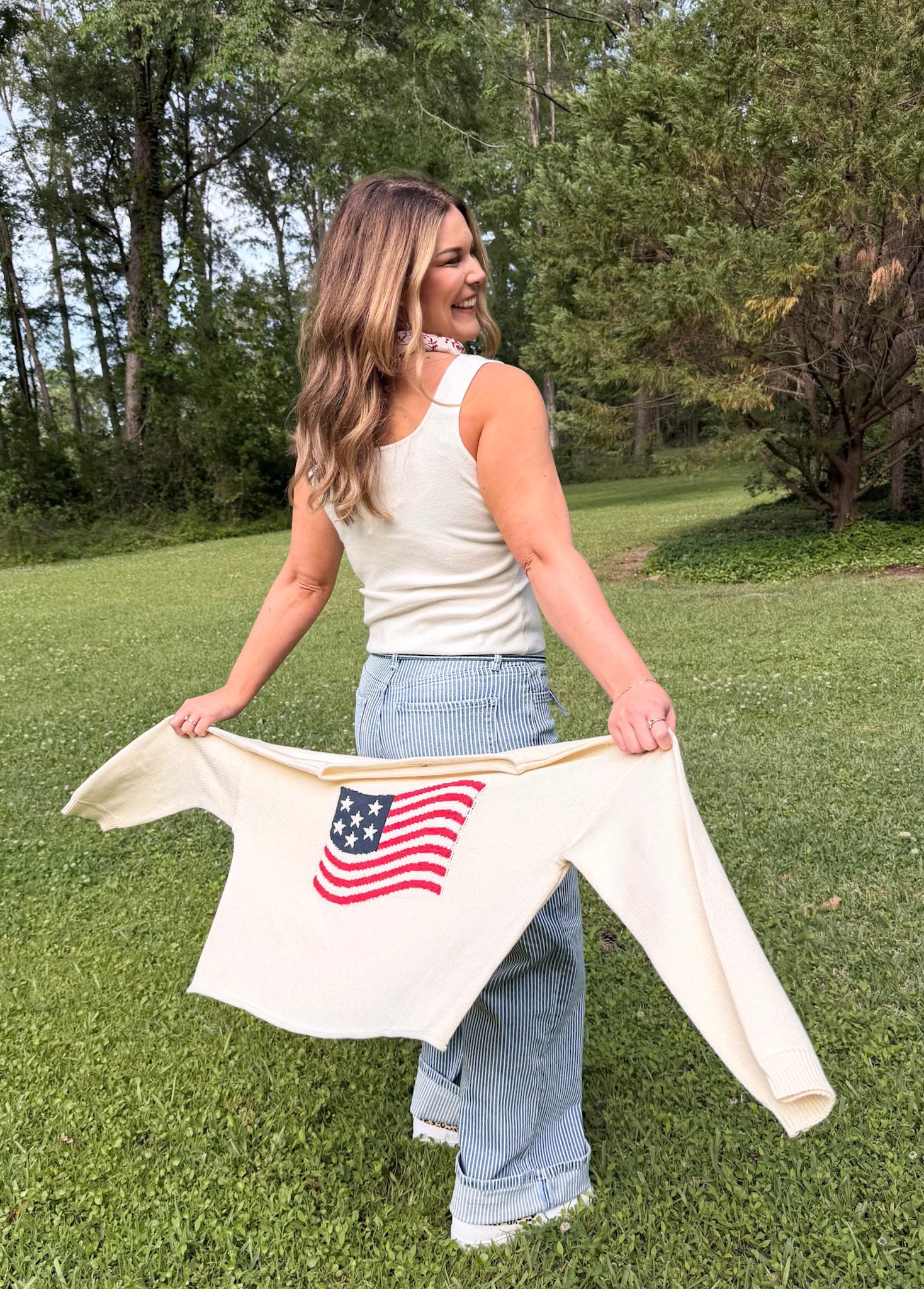American Flag Graphic Sweater - PAPER DOLL