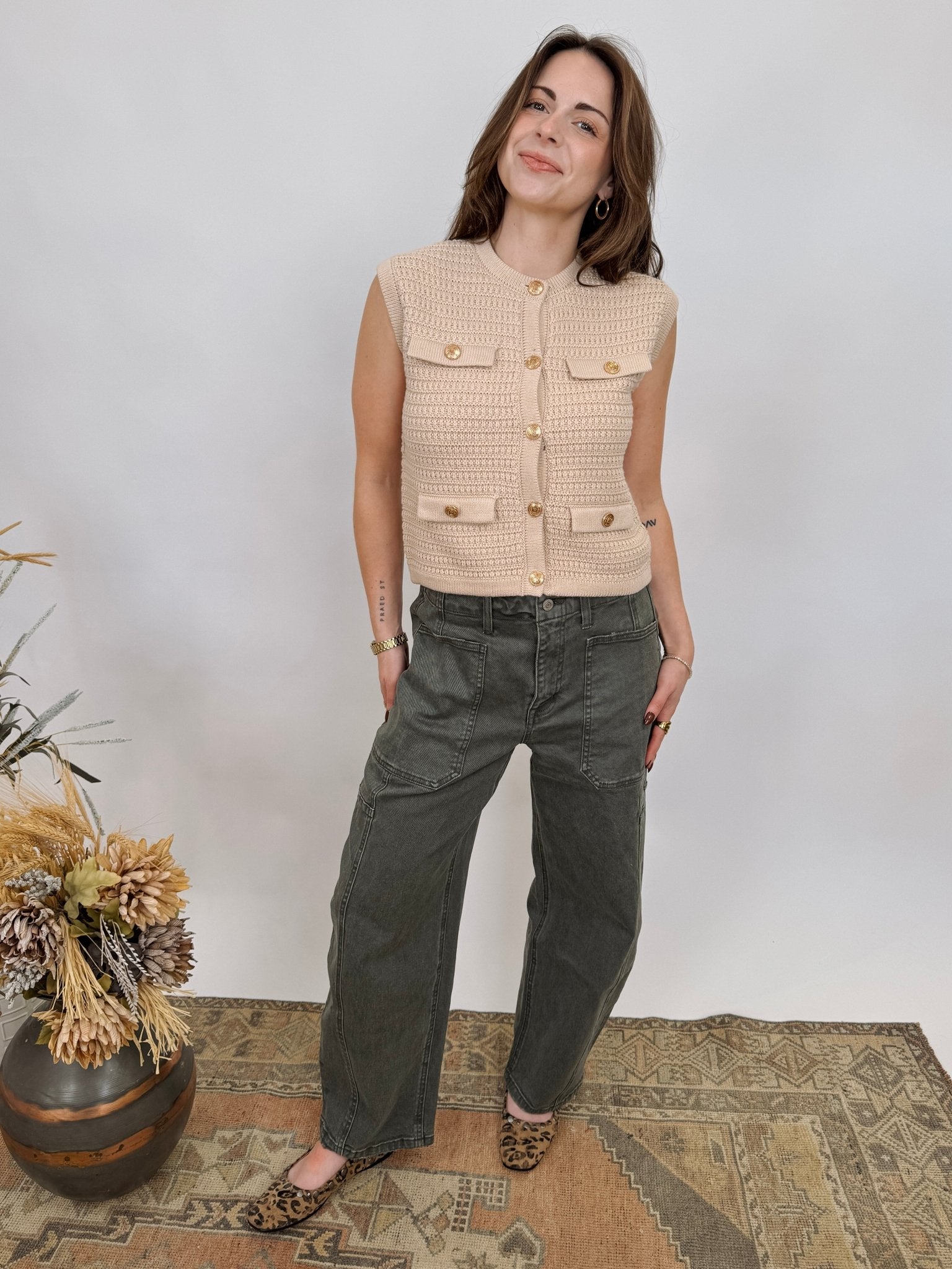 Shelby Front Button Knit Top - PAPER DOLL