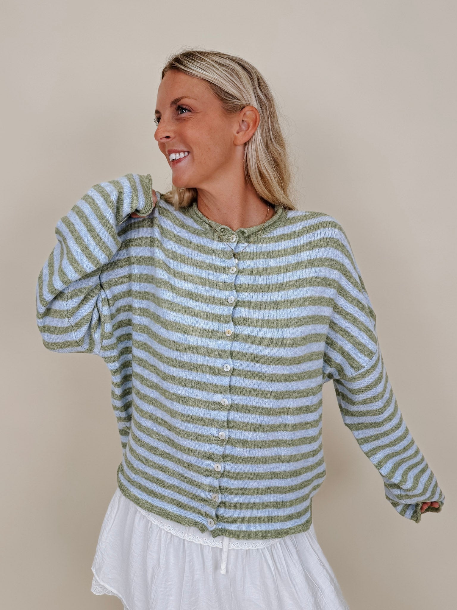 Jesslia Striped Cardigan - PAPER DOLL