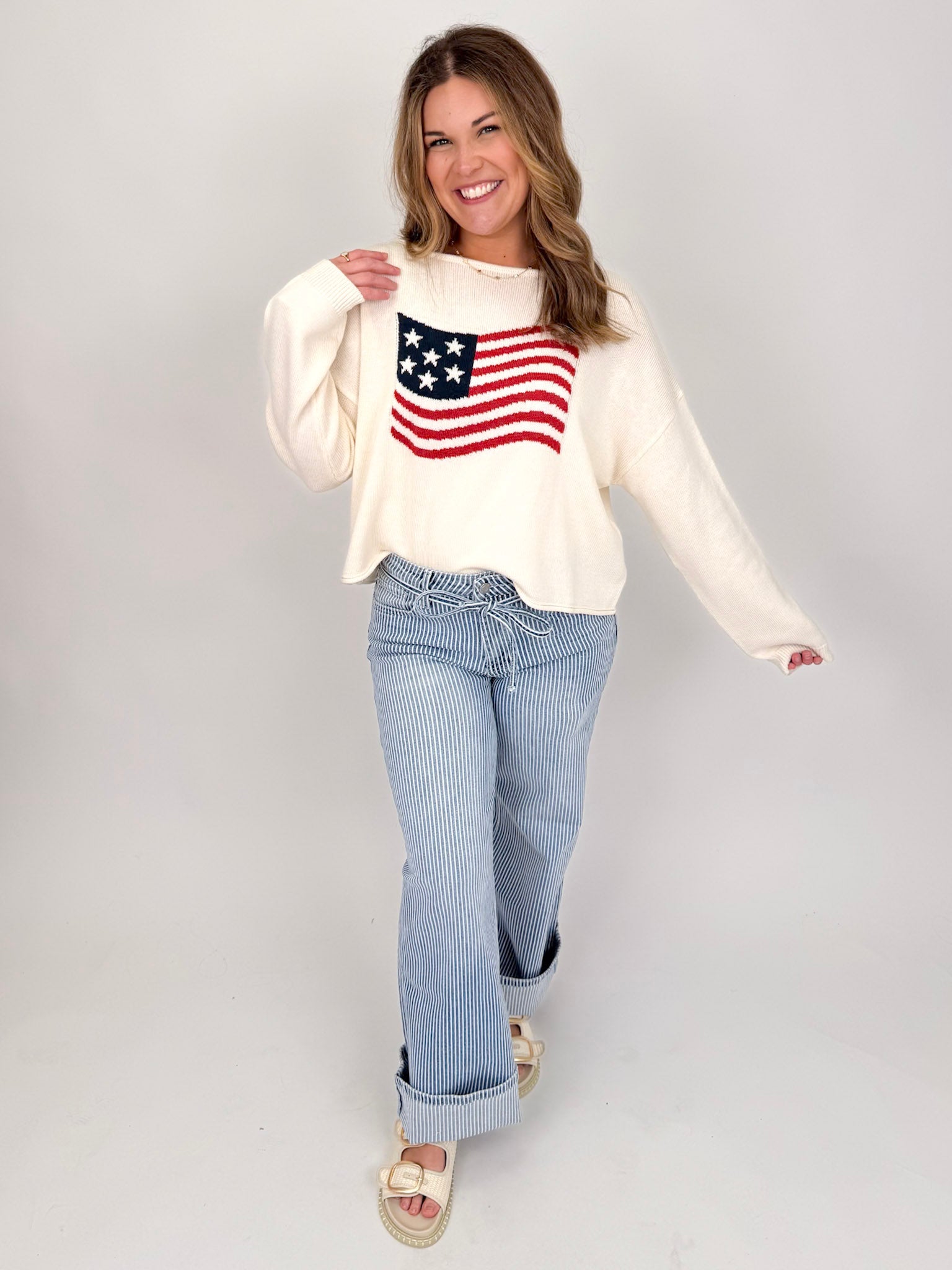 American Flag Graphic Sweater - PAPER DOLL