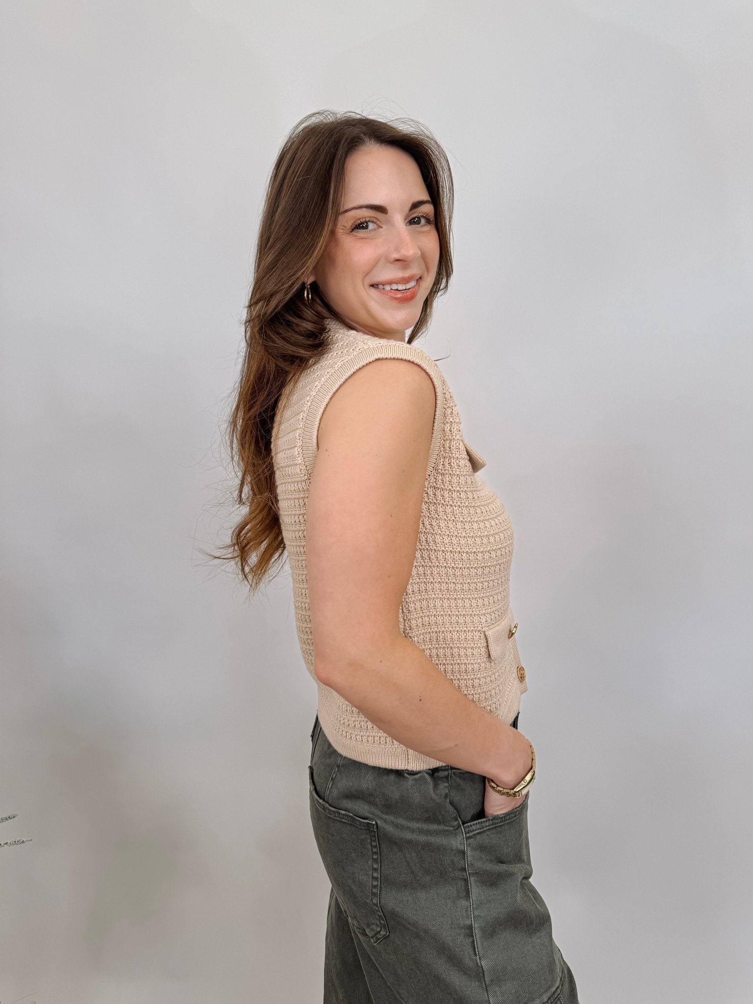 Shelby Front Button Knit Top - PAPER DOLL