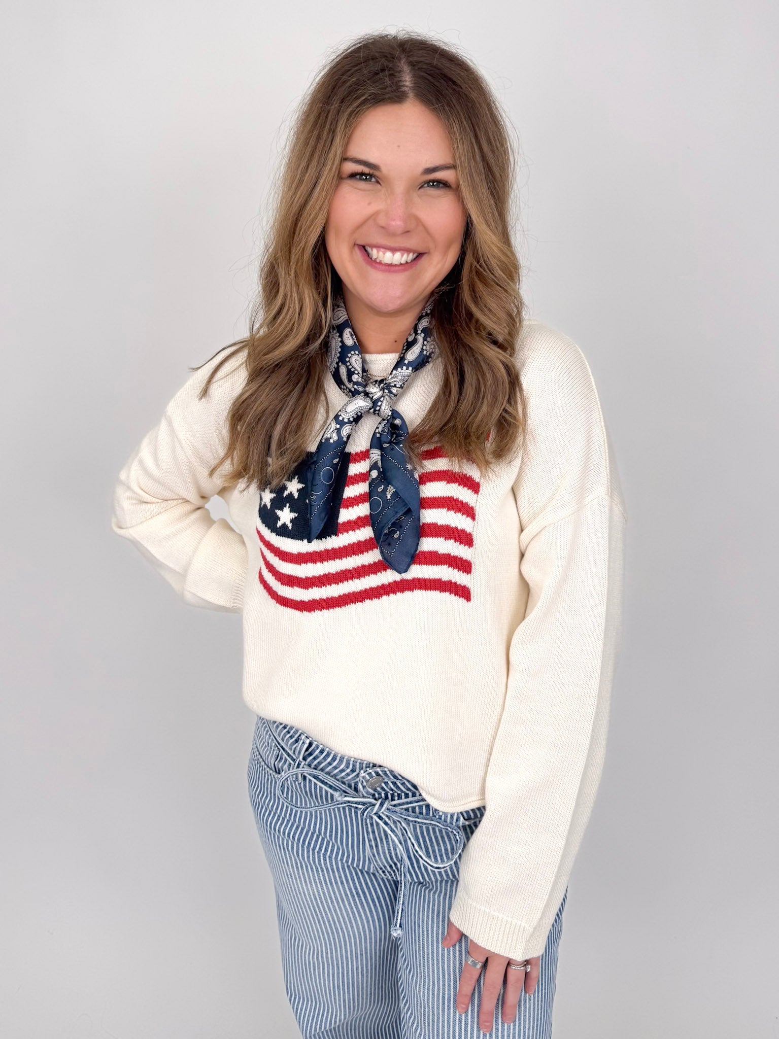 American Flag Graphic Sweater - PAPER DOLL