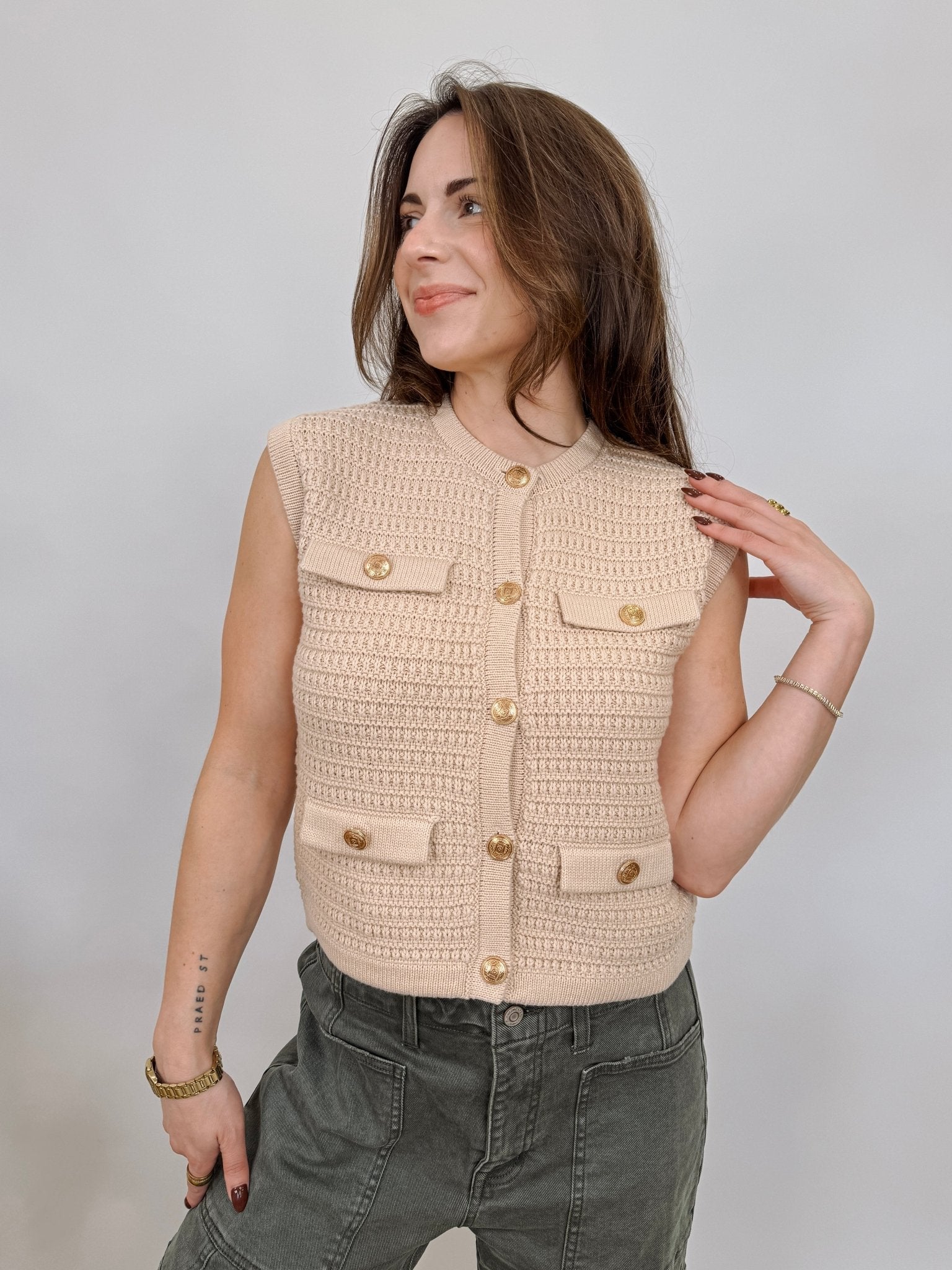 Shelby Front Button Knit Top - PAPER DOLL